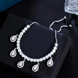 Adjustable CZ Dangling Water Drop Bridal Bracelet BR290