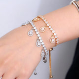 Adjustable CZ Dangling Water Drop Bridal Bracelet BR290
