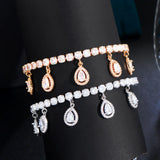 Adjustable CZ Dangling Water Drop Bridal Bracelet BR290
