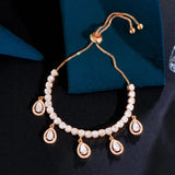 Adjustable CZ Dangling Water Drop Bridal Bracelet BR290