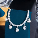 Adjustable CZ Dangling Water Drop Bridal Bracelet BR290