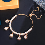 Adjustable CZ Dangling Water Drop Bridal Bracelet BR290