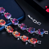 Rainbow Fire Oval Tennis Bracelet Red CZ Crystal Women Jewelry