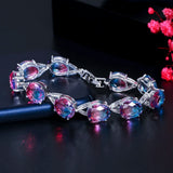Rainbow Fire Oval Tennis Bracelet Red CZ Crystal Women Jewelry