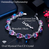 Rainbow Fire Oval Tennis Bracelet Red CZ Crystal Women Jewelry