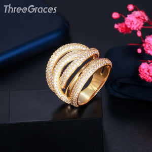 African Dubai CZ Crystal Multilayer Wedding Rings for Brides RG148
