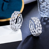 ThreeGraces CZ Silver Circle Hoop Earrings Women Party Jewelry