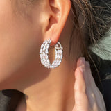 ThreeGraces CZ Silver Circle Hoop Earrings Women Party Jewelry