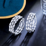 ThreeGraces CZ Silver Circle Hoop Earrings Women Party Jewelry