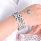 ThreeGraces CZ Silver Bridal Wedding Bracelet for Brides