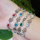CZ Silver Link Chain Bracelet for Women BR220