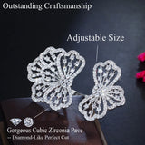 CZ Flower Adjustable Wedding Ring Women Summer Jewelry R179