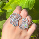 CZ Flower Adjustable Wedding Ring Women Summer Jewelry R179