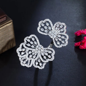 CZ Flower Adjustable Wedding Ring Women Summer Jewelry R179