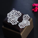 CZ Flower Adjustable Wedding Ring Women Summer Jewelry R179