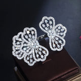 CZ Flower Adjustable Wedding Ring Women Summer Jewelry R179