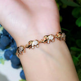ThreeGraces Elephant Animal Red CZ Stone 585 Charm Bracelet Bangle for Ladies