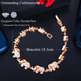 ThreeGraces Elephant Animal Red CZ Stone 585 Charm Bracelet Bangle for Ladies