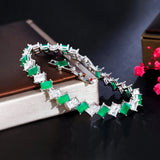 ThreeGraces Green CZ Silver Tennis Bracelet Geometric Party Jewelry