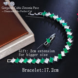 ThreeGraces Green CZ Silver Tennis Bracelet Geometric Party Jewelry
