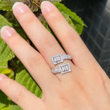 ThreeGraces CZ Geometric Square Adjustable Finger Ring R177