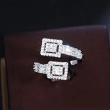 ThreeGraces CZ Geometric Square Adjustable Finger Ring R177