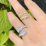 ThreeGraces CZ Geometric Square Adjustable Finger Ring R177