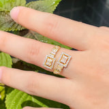 ThreeGraces CZ Geometric Square Adjustable Finger Ring R177