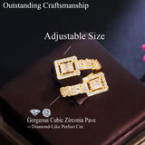 ThreeGraces CZ Geometric Square Adjustable Finger Ring R177