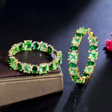 Green CZ Big Hoop Earrings for Women Dress Jewelry E1019