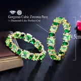 Green CZ Big Hoop Earrings for Women Dress Jewelry E1019