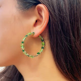 Green CZ Big Hoop Earrings for Women Dress Jewelry E1019
