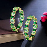 Green CZ Big Hoop Earrings for Women Dress Jewelry E1019