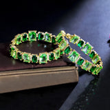 Green CZ Big Hoop Earrings for Women Dress Jewelry E1019