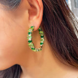 Green CZ Big Hoop Earrings for Women Dress Jewelry E1019