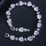 Love Heart CZ Stone Wedding Tennis Bracelet for Women BR095