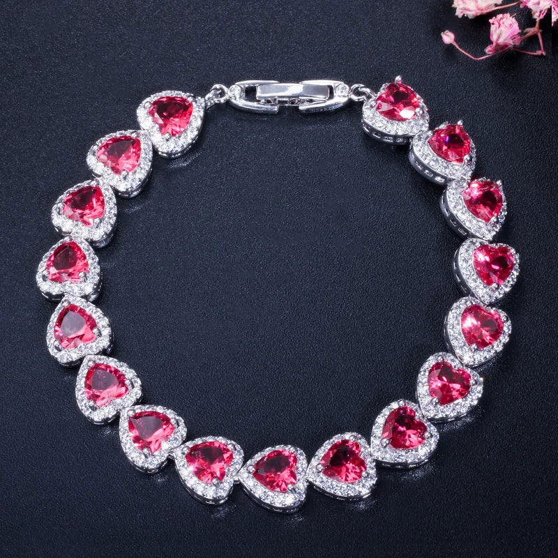 ThreeGraces Multicolor CZ Heart Shape Party Bracelet