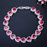ThreeGraces Multicolor CZ Heart Shape Party Bracelet