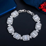 CZ Crystal Square Link Chain Bracelet for Women BR151