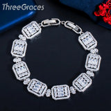 CZ Crystal Square Link Chain Bracelet for Women BR151
