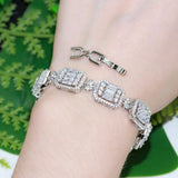 CZ Crystal Square Link Chain Bracelet for Women BR151