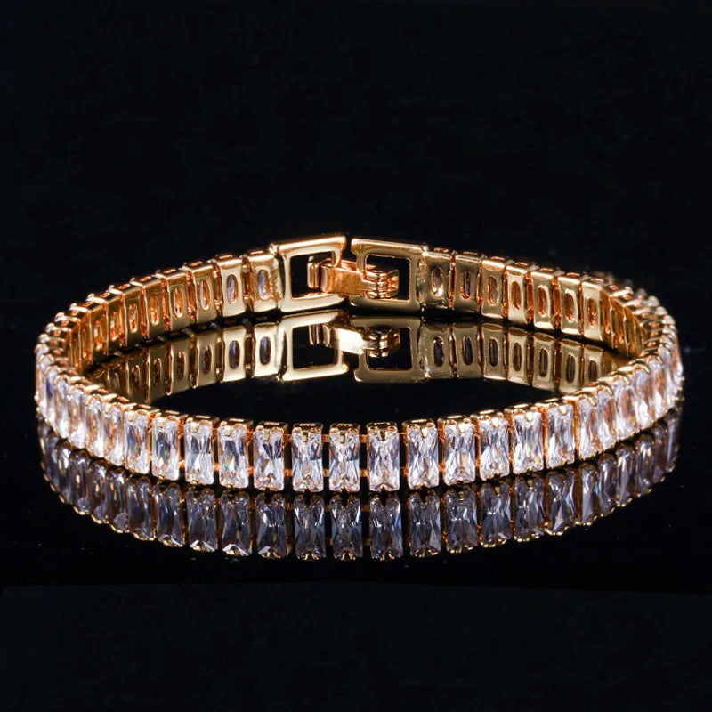 ThreeGraces CZ Rectangle Shape Tennis Bracelet for Women BR189
