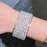 ThreeGraces CZ Silver Wide Bridal Bangle Bracelet BR253