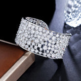 ThreeGraces CZ Silver Wide Bridal Bangle Bracelet BR253