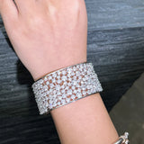 ThreeGraces CZ Silver Wide Bridal Bangle Bracelet BR253