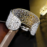 ThreeGraces CZ Silver Wide Bridal Bangle Bracelet BR253