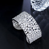 ThreeGraces CZ Silver Wide Bridal Bangle Bracelet BR253