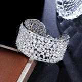 ThreeGraces CZ Silver Wide Bridal Bangle Bracelet BR253