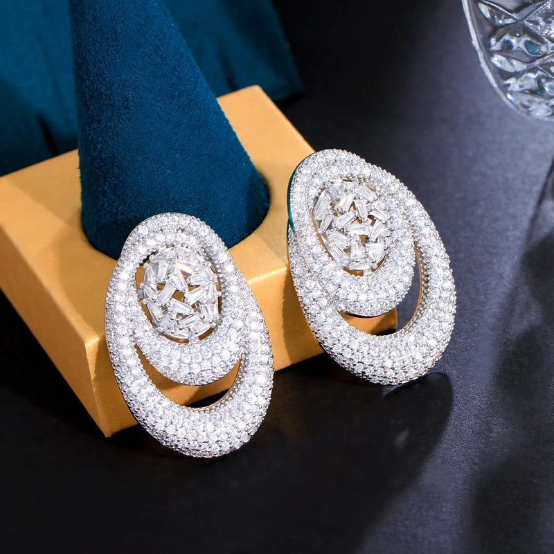 ThreeGraces Micro Pave CZ Silver Bridal Drop Earrings for Women E1114