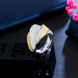 ThreeGraces CZ Two Tone Plated Wedding Ring RG162
